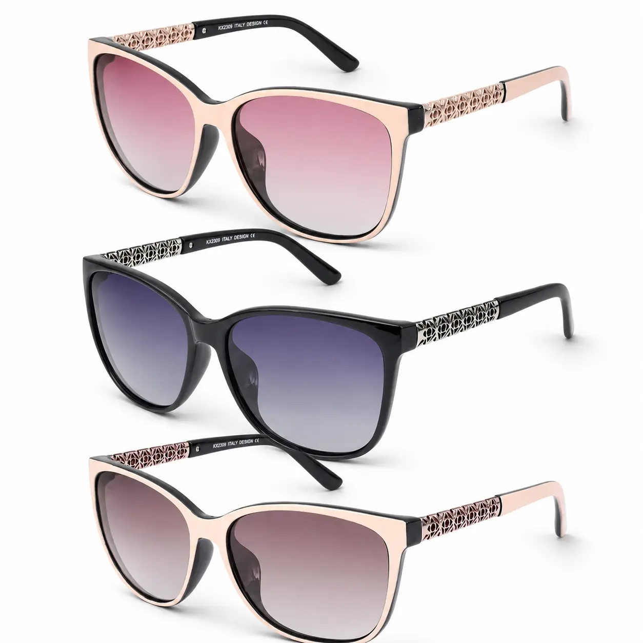3PCS Polarized Women Fashion TR Memory Frame Polarizing Sunglasses For Women 3PCS Are Uniquely Designed To Protect Against UV 400 Rays Rectangular Shades