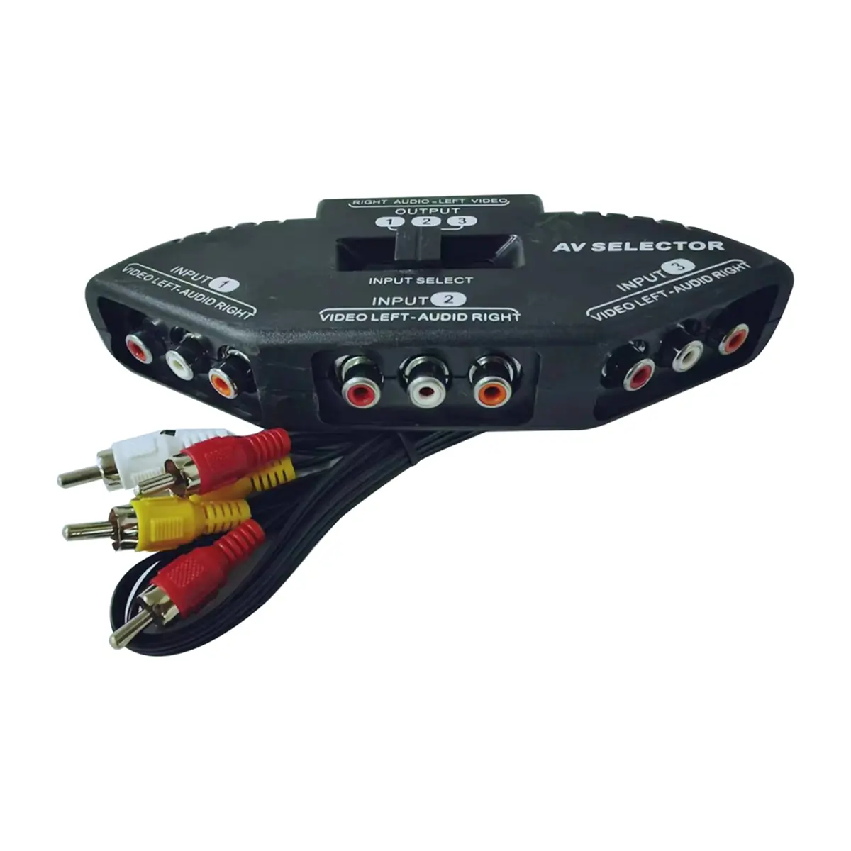 3-Way Audio Video AV Switch Selector Box Splitter Switch W/ Cable