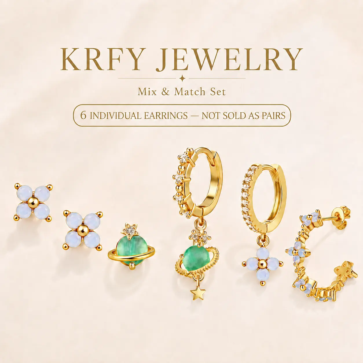 KRFY 6Pcs Gold Earring Stack Set | S925 Sterling Silver Post & 14K Gold Plated | 3 Cartilage Studs & 3 Huggie Hoops | Mix & Match Piercing Jewelry for Sensitive Ears DealsForYouDays