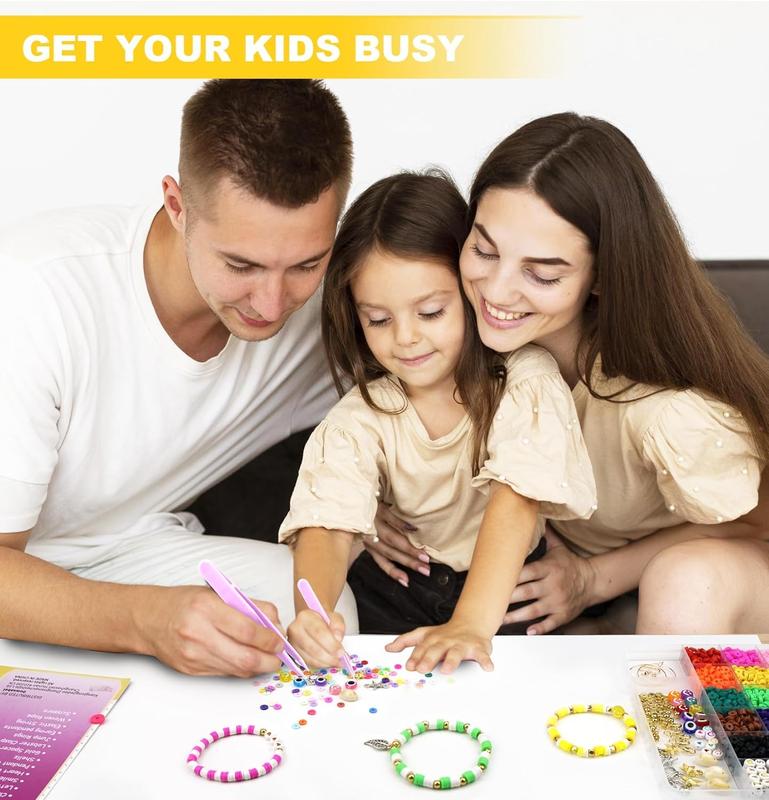 Dowsabel Clay Beads Bracelet Making Kit for Beginner, 5000 Pcs Preppy Polymer Clay Beads with Charms Kit for Jewelry Making, DIY Arts and Crafts Birthday Gifts Toys for Kids Age 6-13