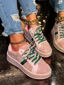 TikTok Hot Seller & Viral Hit! Luxury Brand Heavy-Duty Full Rhinestone Platform Sneakers, Hand-Set Rhinestones with High-End Craftsmanship, Premium Luxury Texture, Head-Turning Streetwear Style, High-Quality Heavy-Duty Construction