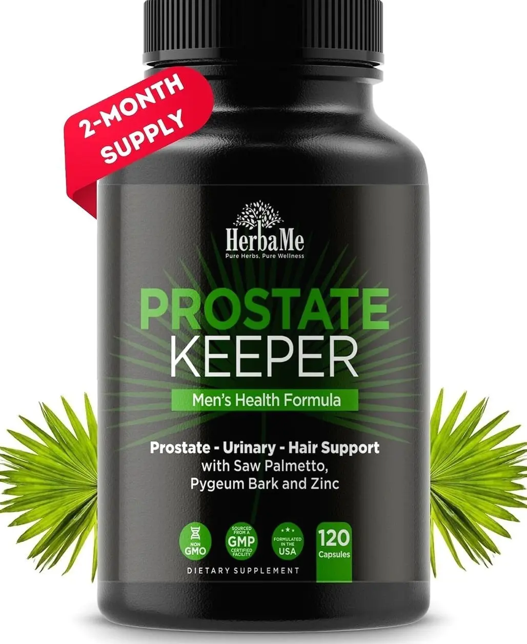 Prostate Support Supplement for Men with Saw Palmetto, Pygeum Bark, Pumpkin Seed and Zinc, Urinary Tract Health and Hair Growth, DHT Blocker and Bladder Control