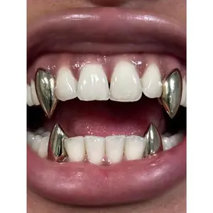 4Pcs Personalized Tooth Decoration: Smooth Surface, Small Tiger Teeth, Pointed Teeth, Upper And Lower Tooth Decoration, Vampire