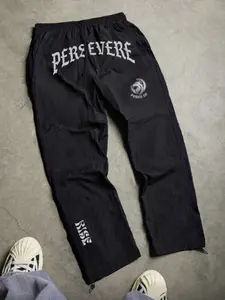 Men's Fashion Casual Sports Pants, Motivational Print, Nylon Fabric, Durable, Adjustable Elastic Cuff, Perfect for Daily Wear and Hiking