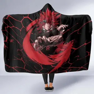 Eijirou KIrishima Red Riot 3D Hooded Blanket, 3D Anime My Hero Academia Throw Blanket, Fleece Inside Hooded Blanket, Mother's Day Gifts