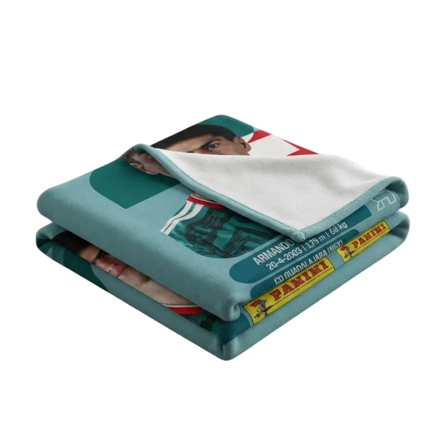 Green Soccer Throw Blanket, Football Player Card Style Blanket, Sports Lover Gift