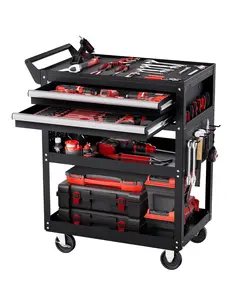 Heavy Duty 5-Tier Tool Cart On Wheels With 400 Lb Capacity, Rolling Work Cart Featuring Drawer And Pegboard, Open Shelves, Locking Casters, Durable Steel Frame, Versatile Mobile Workshop Storage For Garage, Shop, And Home