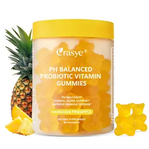 Crasye Feminine PH balance Probiotics Gummies for women's- Pineapple Flavor,Support women Supports pH Balance & Dryness Relief, Prebiotic & Probiotic Blend with Slippery Elm Healthcare Dietary Vitamin Fitness