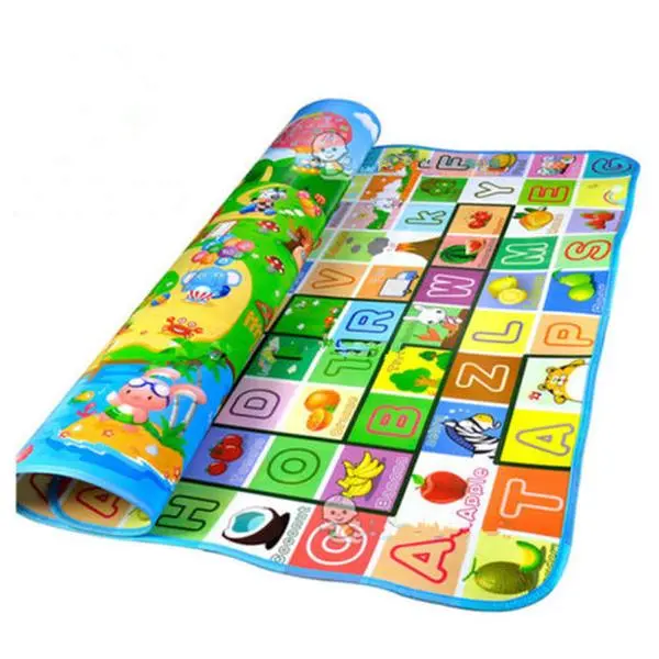 Large Reversible Baby Play Mat, Waterproof and Flexible PE Cotton Foam with Educational Graphic Print for Toddler Kid Room Decor, Fashion, Polyester, Printing, 1.8X2, 180 Cm X 120 Cm, 3 - 6 Months