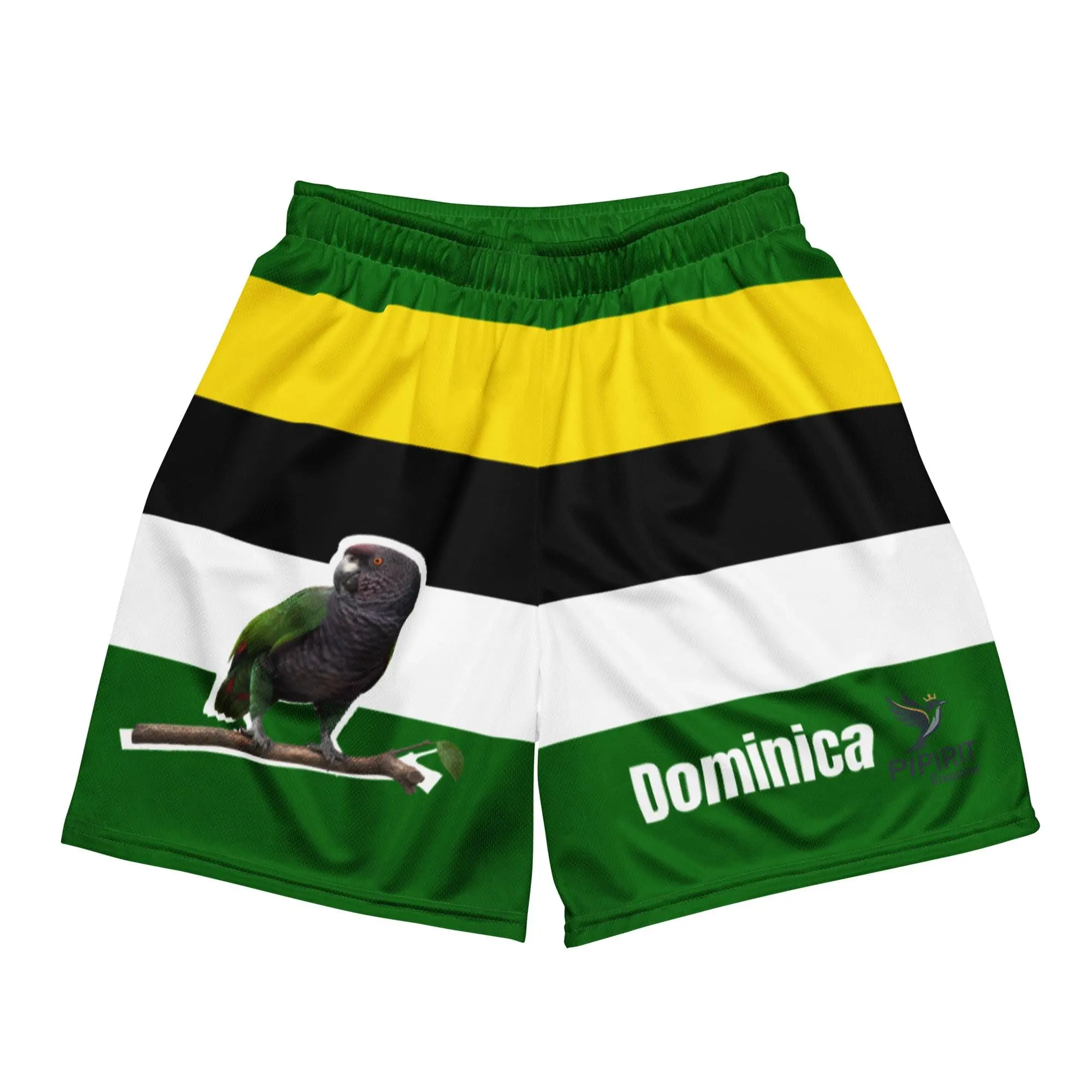 Unisex Dominica Mesh Shorts | Caribbean Heritage Graphic Shorts & Athletic Streetwear Gym Shorts