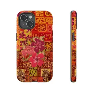 Tropical Hibiscus Floral Phone Case Red Orange Hawaiian Pattern Protective Cover for iPhone 17 16 15 14 13 12 11 Pro Max