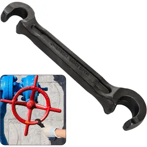 Double Ended Valve Wheel Wrench, Cast Iron Hand Tool for Valve Opening&Closing Drain Wrench Tool Protects Handwheels from  for Fire Riser Drain (8 Inch 1/2" and 21/32")