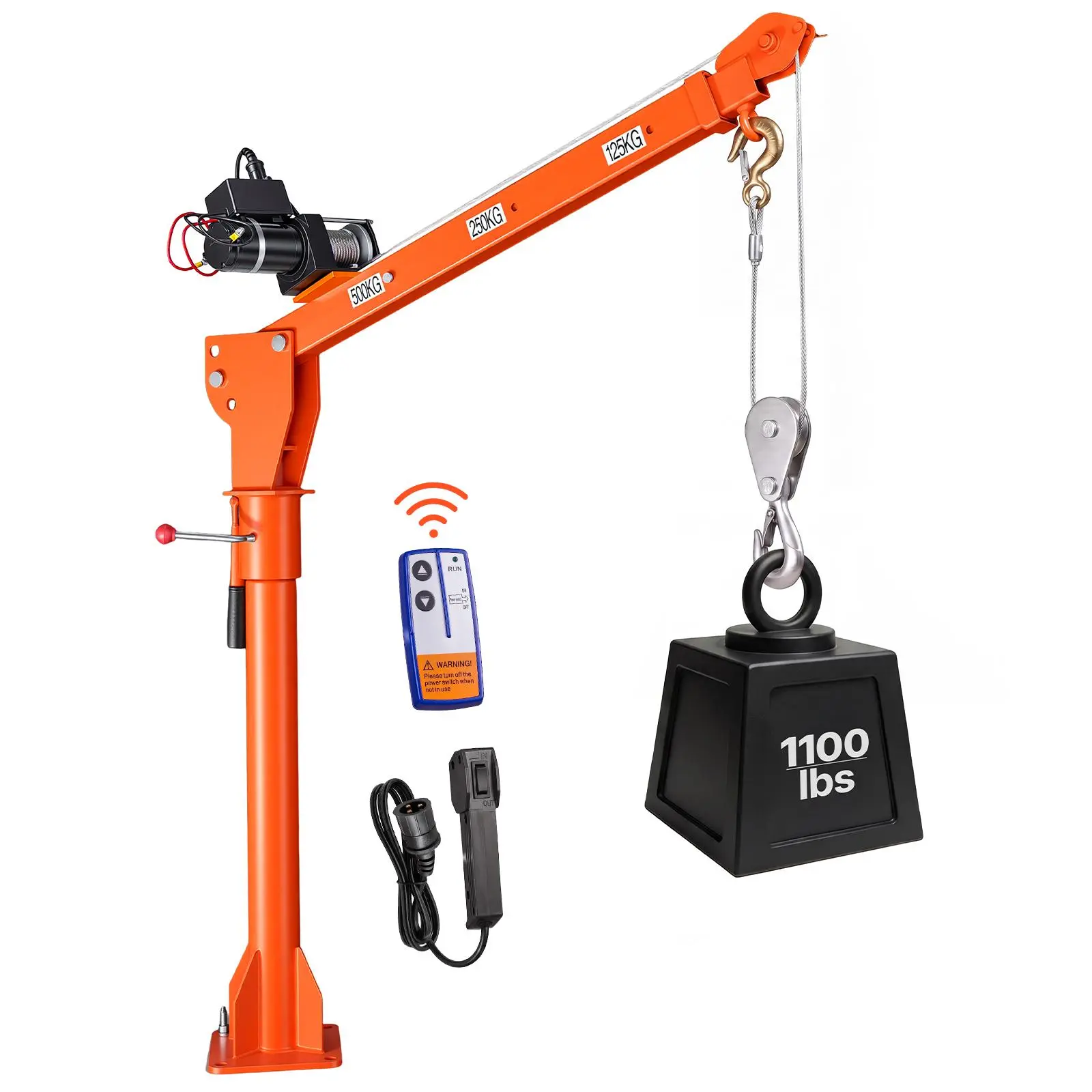 【summerfinds】VEVOR Electric Truck Crane, 1100 lbs Pickup Truck Crane with 12V 3000 lbs Electric Winch, 360° Rotating Telescopic Boom, Premium Galvanized Steel, Foldable Pickup Bed Jib for Machine Lumber Lifting