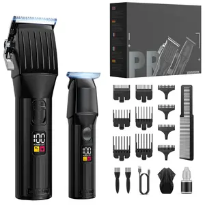 RACEFUN Black Professional Cordless Rechargeable Hair Clipper Set with LED Display Electric Trimmer Kit for Men Women USB Charging Barber Starter Gift Quality Trimmer with LED Light Groin new Electric Hair Trimmer trimmers women barber equipment