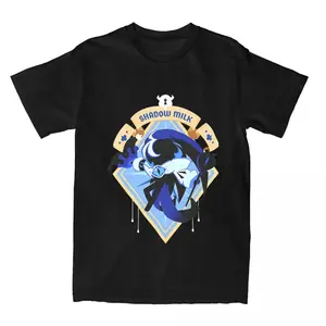Shadow Milk Cookie T Shirts Men Women Pure Cotton Leisure T-Shirts Crew Neck Cookie Run Kingdom Tees Clothes Graphic Printed Casual Menswear Top Breathable Knit Sleeve