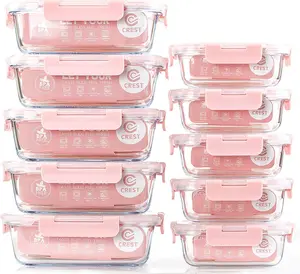 [10 Pack] Glass Meal Prep Containers, Food Storage