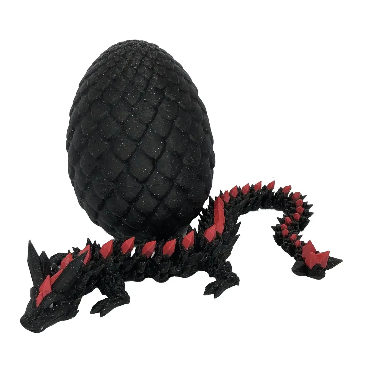 Black Crystal Dragon with Dragon Egg, 3D Printed Articulated  Crystal Dragon, Fidget ADHD Sensory Dragon Magical Ornaments Plastic Decoration