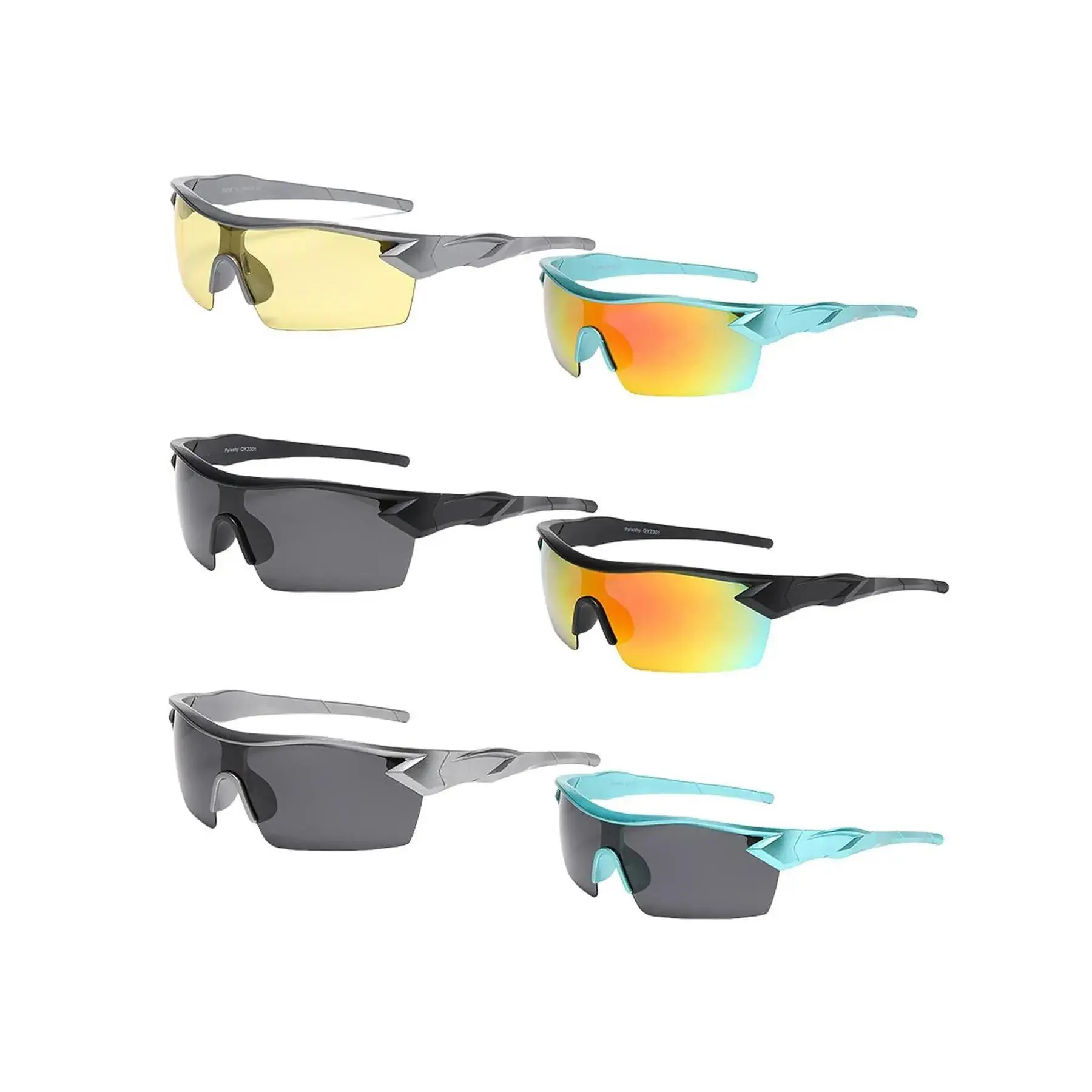 6-Pair Unisex Sport Sunglasses - Plastic Frame, TAC Anti-Glare Lenses, HD Clarity Eye Protection, Enhanced Visibility for Outdoor Sports Activities