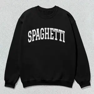 Garlic Sweatshirt Spaghetti Unisex Collegiate Crewneck Funny Pasta Lover Sweater Foodie Gift Idea Casual 50% Cotton 50% Polyester