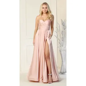 Blush Bridesmaid Dresses in Satin and Plus Size Gowns by MQ1846