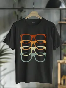 100% Cotton Retro Eyeglass Optician Eye Doctor Ophthalmology Optometrist T-Shirt Round Neck Short Sleeve T-Shirt Women's Men's Graphic Tee Causal Tops