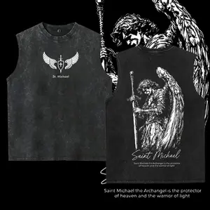 washed vest Saint Michael The Archangel x Flaming Sword Washed , Aesthetic Clothes ,Scales of Justice , Jesus , Christian Merch, Archangel Michael  ,Outfit Church