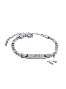 Customizable Baby ID Bracelet with Stainless Steel Butterfly Charm Personalized Name Bar. Size Bracelet 6 to 7.5 Inches Adjustable Bangle