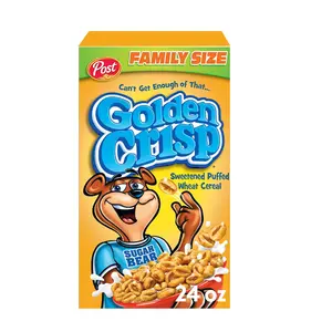 Crisp Breakfast Cereal, Sweetened Puffed Wheat Cereal, 24 OZ Box