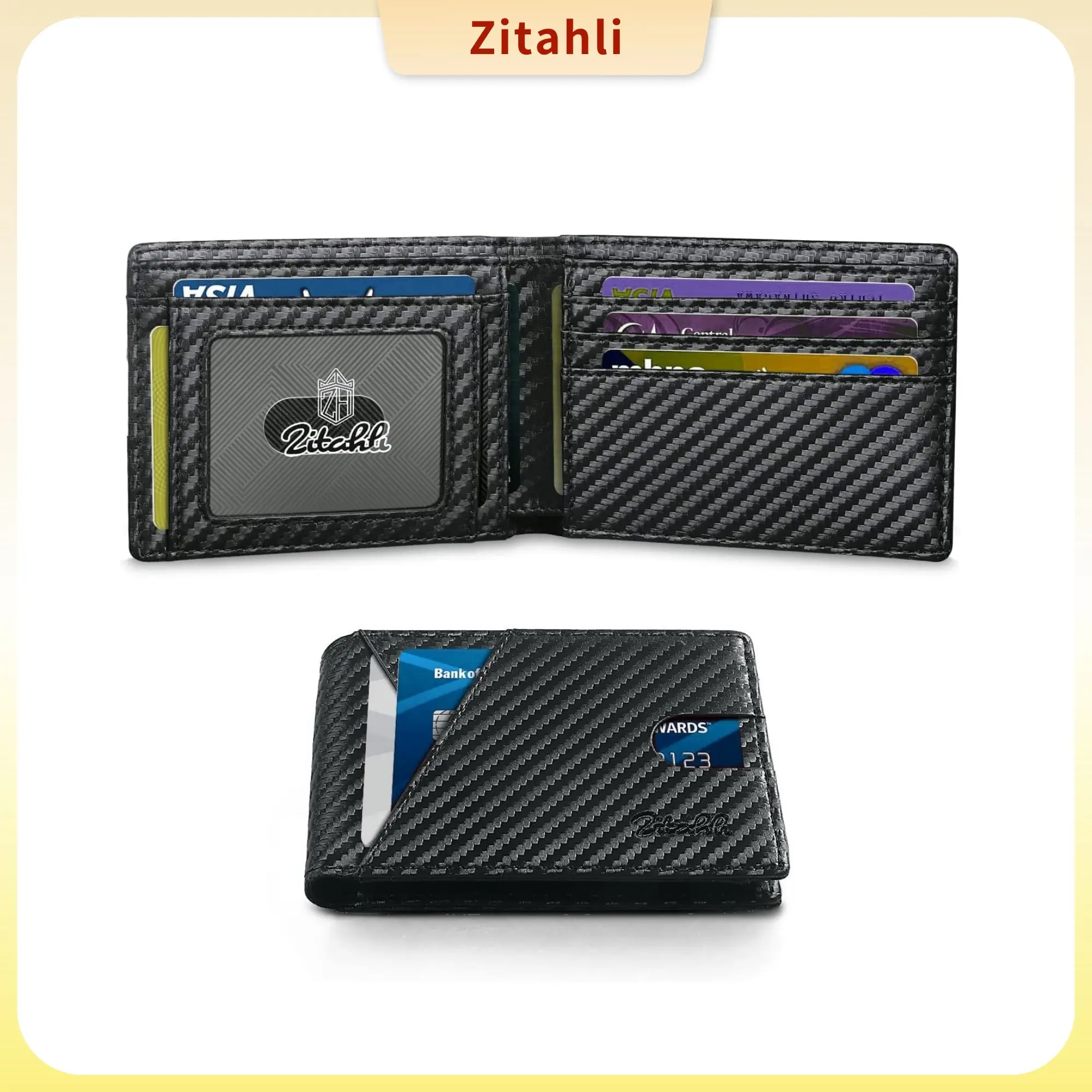 Zitahli Slim RFID Bifold Wallet for Men – Premium Leather Credit Card Holder with ID Window, Cash Slot, & Capacity for 6-11 Cards, Minimalist Front Pocket Wallet, Perfect Birthday Gift with Gift Box Exquisite Cardholder