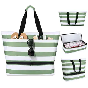 Beach Bag with Detachable Cooler, 54L Large Beach Bags Waterproof Sandproof for Women, Travel Tote Bag for Family, Gym
