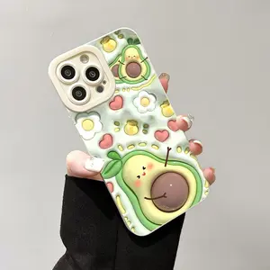 A Cute Green Cartoon Avocado Baby Pattern Matte Phone Case, Suitable for iPhone 17 Air/16 Plus/15 Pro Max/14 Pro/13/12/11/XS Max/X Phone Case, Ideal Gift for Family, Friends, Lovers, Girlfriends on Holidays MS552