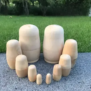 DIY Hand-Drawn Blank Five Set Russian Nesting Dolls, 5-Layer Wooden Nesting Dolls for Kids Drawing Crafts Creative Gift Decor Handicraft