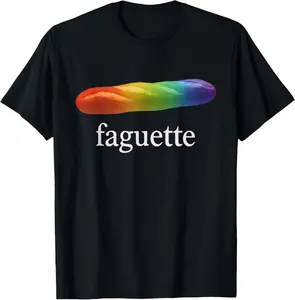100% Cotton Unisex Cute Funny Baguette Rainbow Faguette LGBT Pride Month T-Shirt