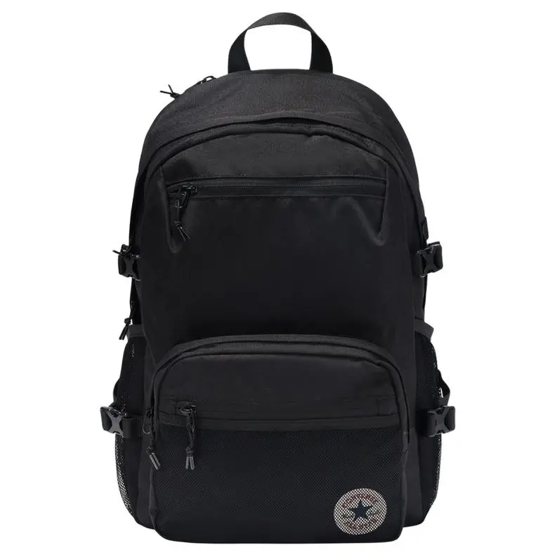 Converse Straight Edge BTS Logo Backpack, 27L Polyester, Durable Portable Lightweight Casual Travel Backpack, Stylish Daypack for Men and Women (Black), Durable Backpack