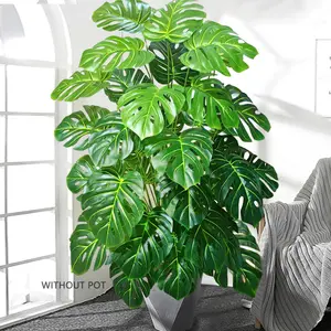 Artificial Bamboo Plant, 60-90-135 Cm Tall Faux Palm Tree, Deep Turtle Leaf Decorative Plant, Tropical House Plant, Home Decor Plants for Home Garden Room Office Decoration