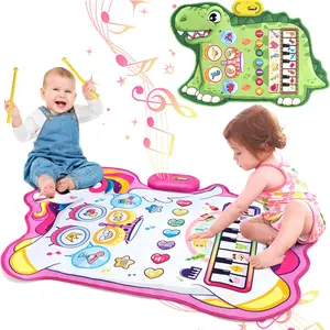 Baby Toys Baby Musical Mat Toddler Toys Age 1-2 - 2 in 1 Piano Drum Babies Play Mat Dinosaur Horse - Infant Music Toy 12-18 Months Babies Birthday Christmas Gifts for 1 2 3 Year Old Boys Girls