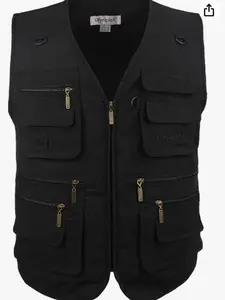 Men's Poplin Outdoors Travel Sports Multi-Pockets Work Fishing Vest
