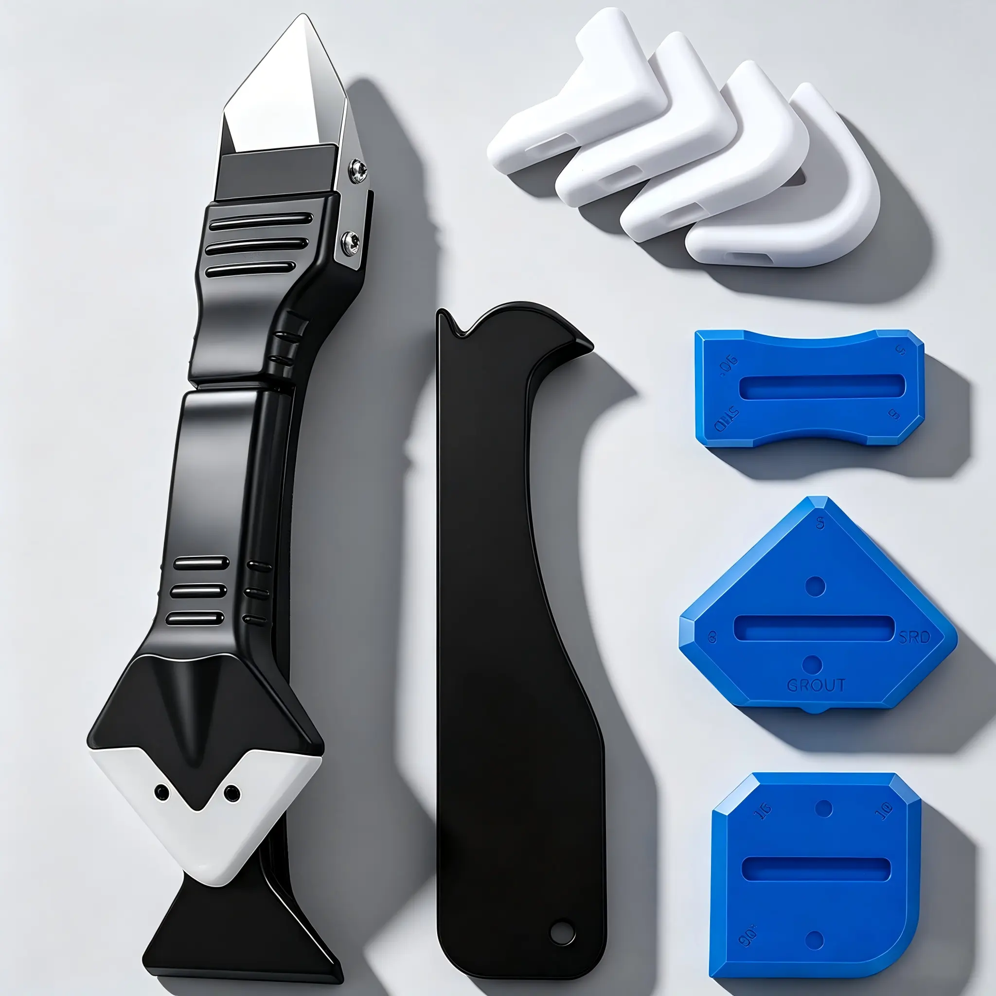 11Pcs Silicone Caulking Tools Set - 3-in-1 Stainless Steel Caulk Remover Grout Scraper, Multi-Function Seam Cleaner for Kitchen, Bathroom Repair Tasks #PracticalTools