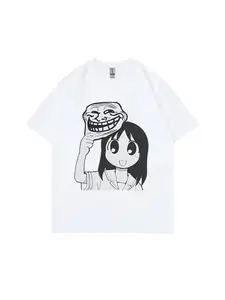 Viral Trollface Anime Girl Meme T-Shirt for Men | 100% Cotton Funny Graphic Tee | Trending Meme Streetwear | Hilarious Savage Humor Anime Cartoon Shirt | Must-Have Internet Meme Apparel