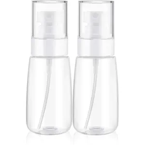 Fine Mist Spray Bottle Hair Mister 2PCS 2oz Travel Size Perfume Atomizer with Pump Clear Containers No Leaking Secure Cap for Hair & Face