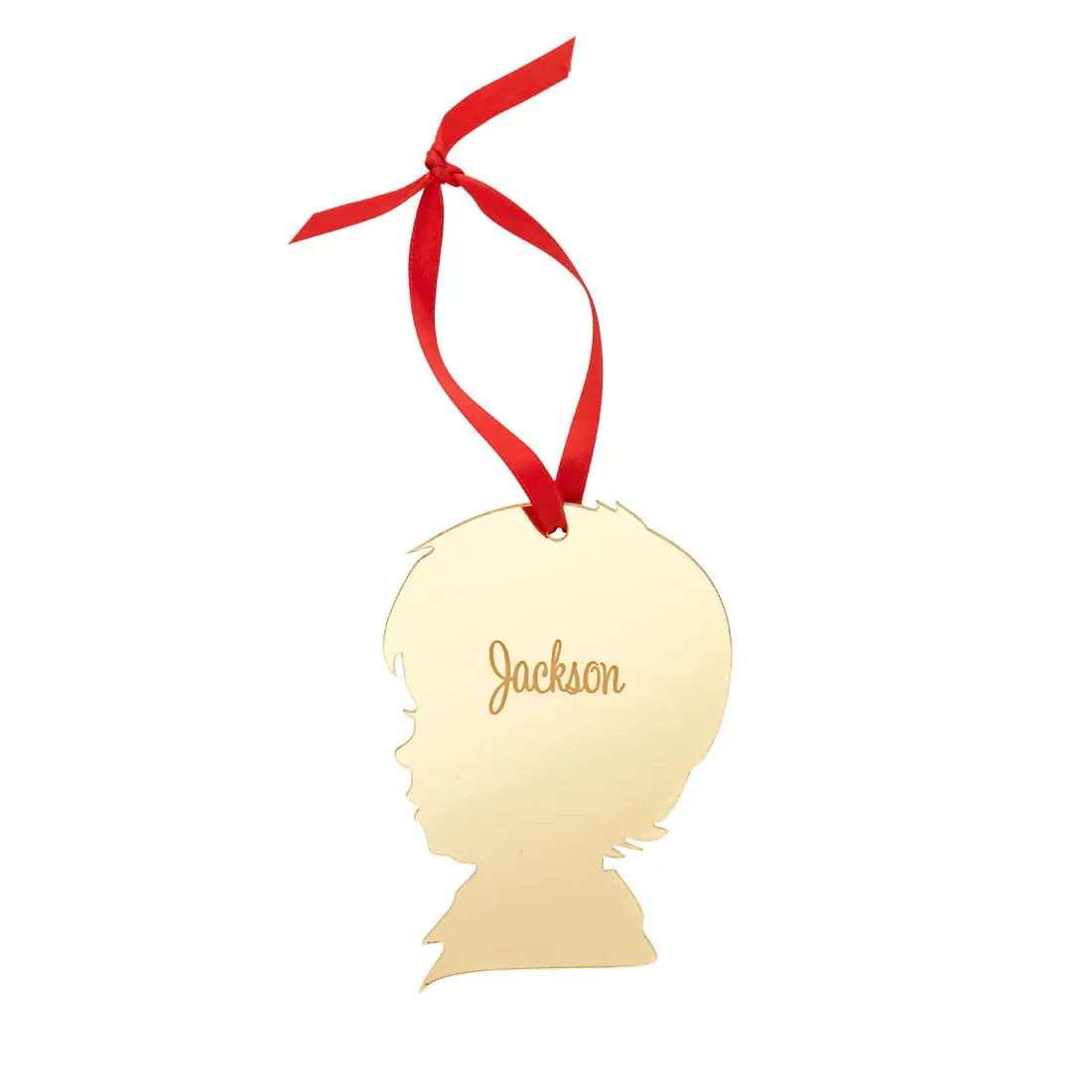 Boy Silhouette Mirrored Acrylic Personalized Christmas Ornament #ACOR-BOY