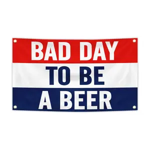 Bad Day to Be a Beer Flag Banner, 3x5 Feet Wall Hanging with 4 Brass Grommets, University Dorm Room Decor, Outdoor Banners, Indoor Outdoor Decoration
