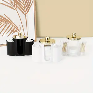 Transparent Makeup Organizer Box, Compact Bathroom Storage Container for Cotton Swabs & Balls, Cosmetic Accessories Holder, Beauty Supplies Organizer