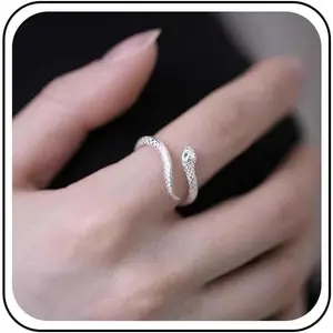 Vintage Snake Ring Silver Snake Finger Ring Emerald Serpent Ring Snake Wrap Ring Adjustable Half Open Ring Jewelry for Women