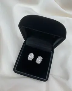 2 CTW Lab Diamond Oval Stud Earrings IGI Certificate