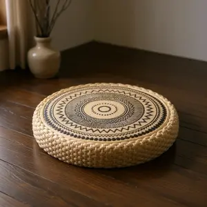 Sunburst Mandala Meditation Cushion – Round Floor Seat for Relaxation