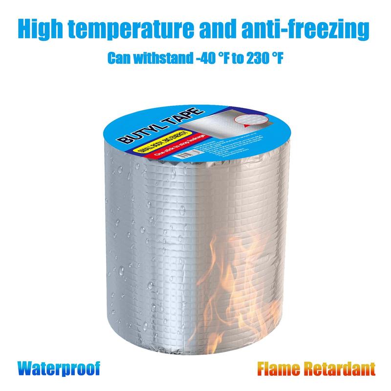 （5.91 in*16.4 ft）Waterproof tape leakage patch butyl tape roof leakage roof color steel tile cracks self-adhesive aluminum foil waterproofing volume