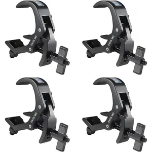 Truss Clamp Stage Light Clamp, 4 count  Professional 38-60 mm Aluminium Black Light Clamps with TUV Certified, Heavy Duty 220LB Lighting Clamps, Fit for 1.5-2.4 Inch OD Tube/Pipe
