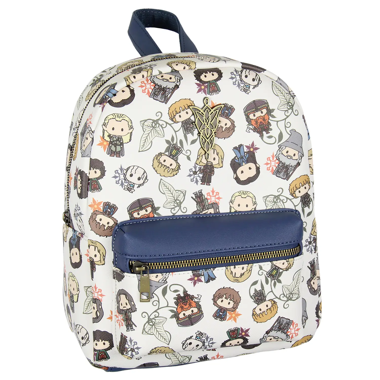 The Lord Of The Rings Allover Chibi Character Pattern Faux Leather Tote Bag Mini Backpack 12"