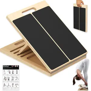 Portable Wooden Slant Board for Calf Stretching Squats Calf Stretcher Pilates Physical Therapy Equipment Adjustable Incline Board for Knees Ankle Heel Feet Leg